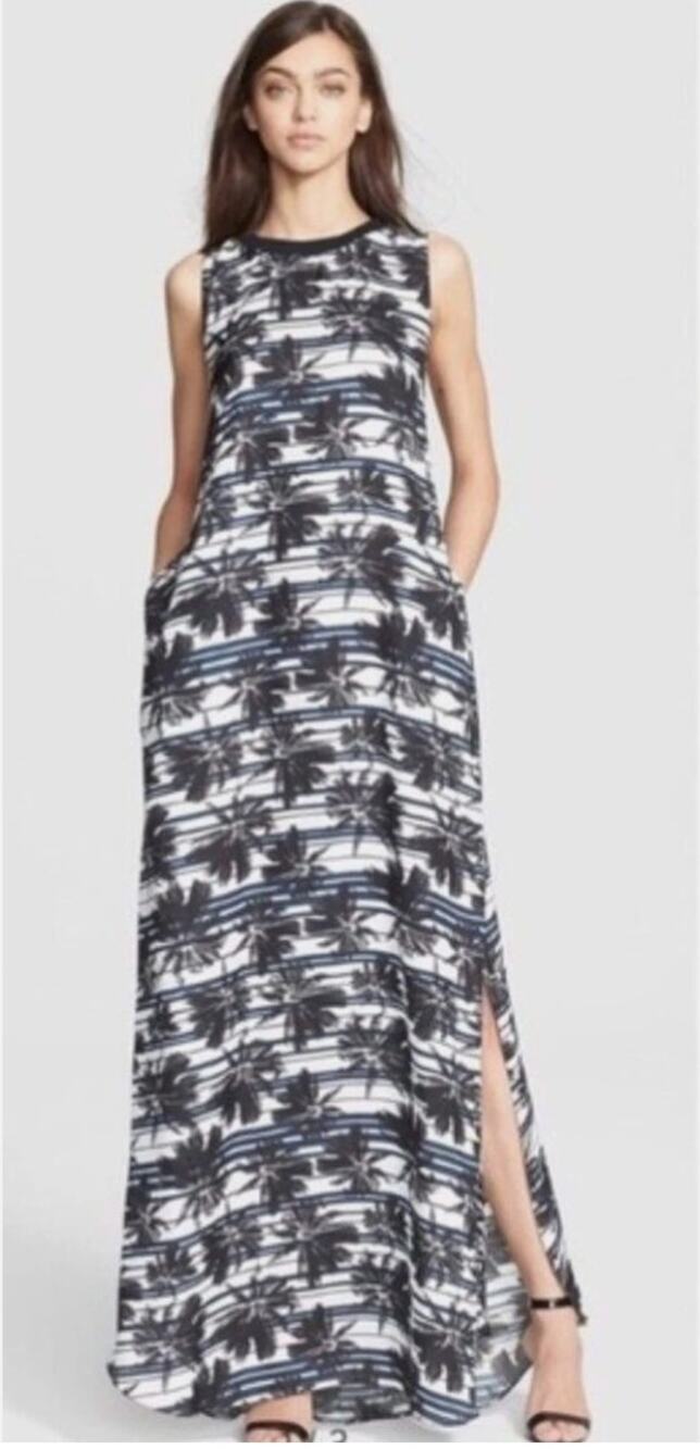 L'Agence Palm Tree Tropical Print Dress Maxi Size Small